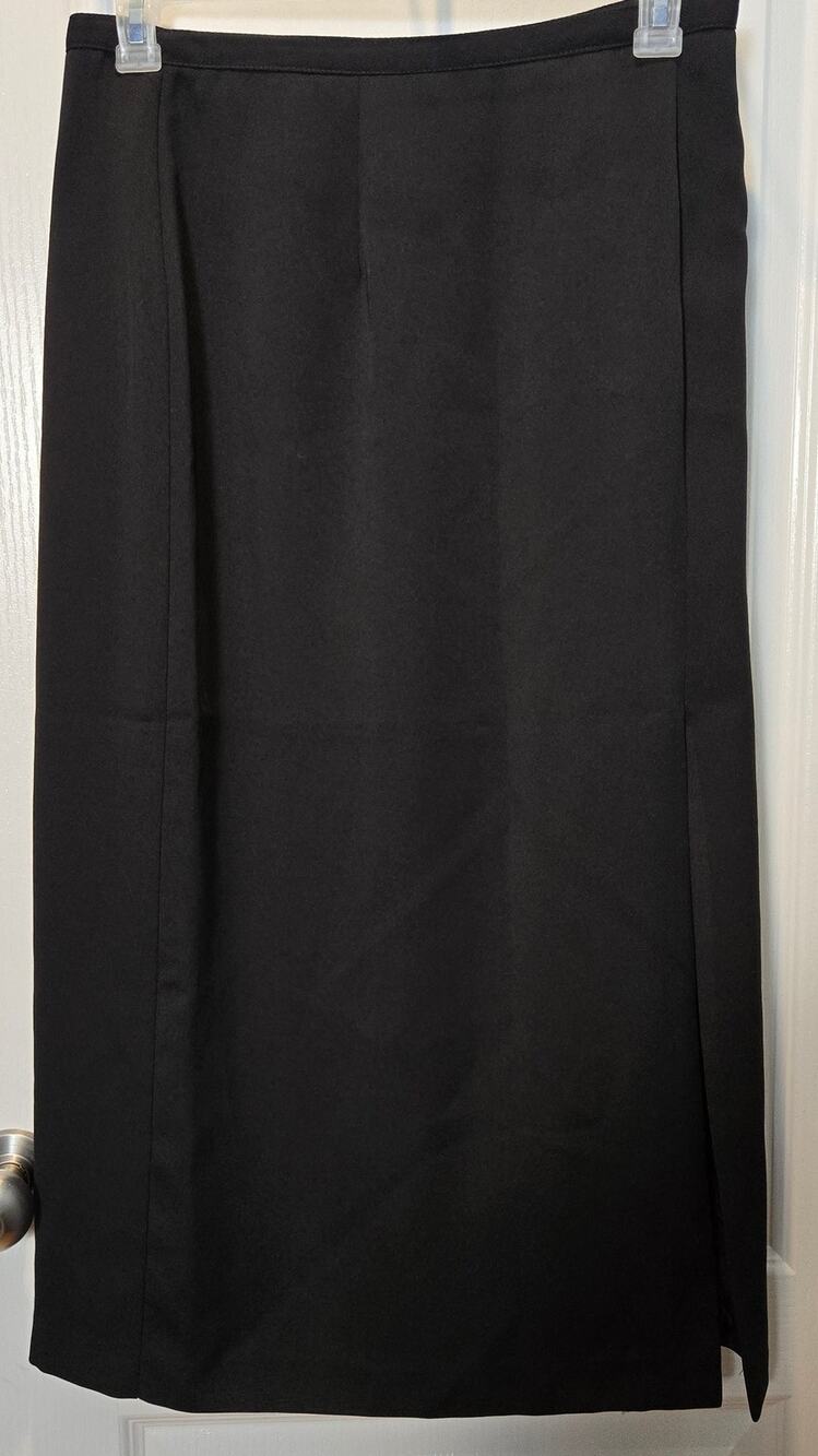 Vintage Delicia black maxi skirt with slit sz 16 made in USA